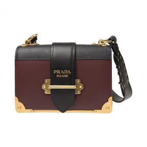 普拉达/Prada 石榴红+黑色 女士 单肩包 1BD045 2BB0 F0R6B