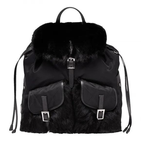 普拉达/Prada 黑色  双肩包 1BZ018 2BL9 F0002