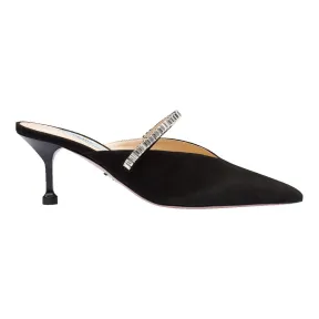 普拉达/Prada 仿水晶装饰麂皮穆勒鞋 1S625L-QRG-F0002