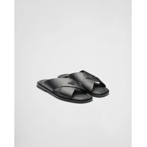 普拉达/Prada Saffiano 皮革交叉带凉鞋 2X3081-053-F0002