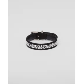 普拉达/Prada 仿水晶装饰麂皮宠物项圈 2YC015-2D0H-F063R