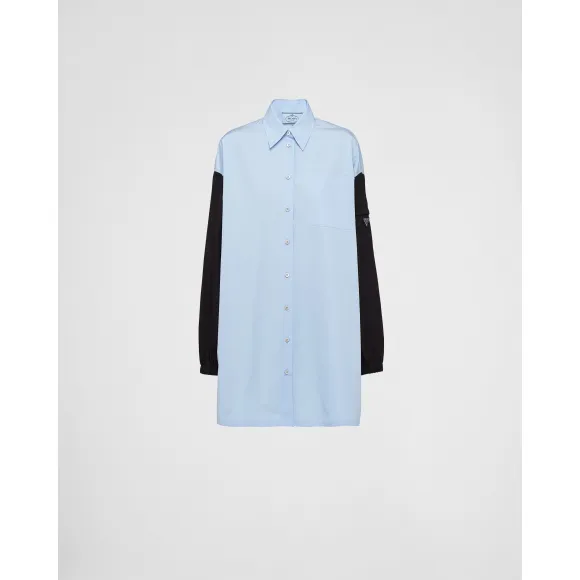 普拉达/Prada 府绸迷你连身裙配 Re-Nylon 衣袖 P3H34-10UR-F0C9N