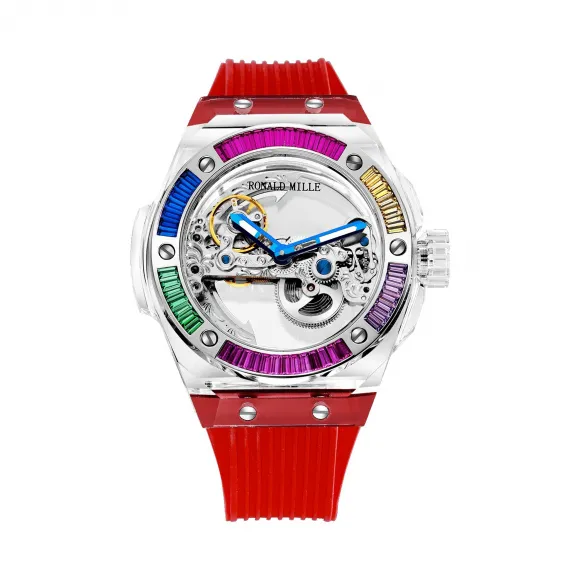 罗米/Ronald Mille 无色水晶外壳 43mm 全自动定制机械机芯 男表 R6201W-C-R