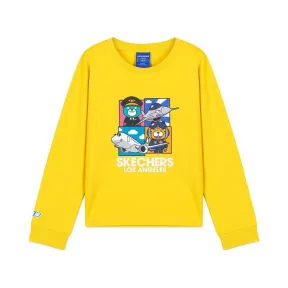 斯凯奇/Skechers 淡黄色 KNITSHORTSLEEVETEE 男童长袖T恤衫 L420B049-0030
