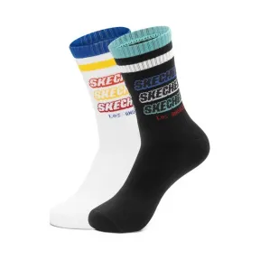 斯凯奇/Skechers 亮白色/深黑色 CREW SOCK 男子中筒袜 L420M099-0088