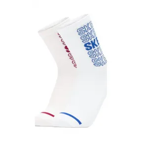 斯凯奇/Skechers 亮白色 CREW SOCK 女子中筒袜 L420W111-0019