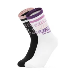 斯凯奇/Skechers 黑白色 CREW SOCK 女子中筒袜 L420W153-004X