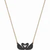 施华洛世奇/Swarovski 项链 Iconic Swan Double 项链, 黑色, 镀玫瑰金色 5204130