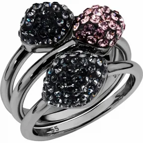 施华洛世奇/Swarovski 戒指 Moselle 可叠戴戒指, 灰色, 镀黑铬色 5455683