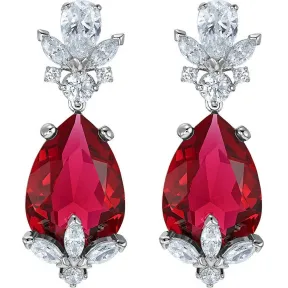 施华洛世奇/Swarovski Louison 水滴形耳环, 红色, 镀铑 5495078