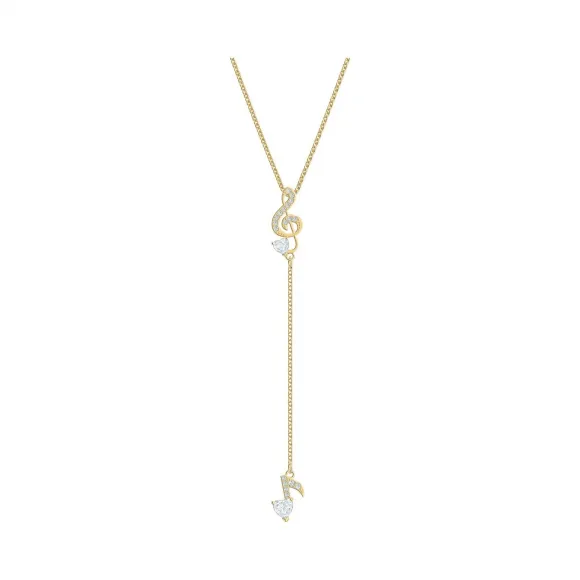 施华洛世奇/Swarovski Pleasant Y形项链, 白色, 镀金色调 5497885