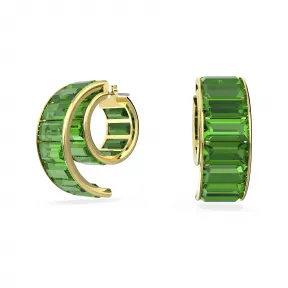 施华洛世奇/Swarovski Matrix 大圈耳环  长方形切割  绿色  镀金色调 5629297