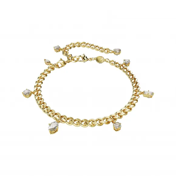 施华洛世奇/Swarovski Dextera 手链和脚链  混合切割  白色  镀金色调 5665499