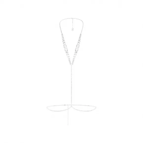 施华洛世奇/Swarovski Swarovski x SKIMS 身体链 混合式切割 爪链 V 形 白色 镀铑 5678070