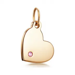 Tiffany Charms 系列 18K 黄金镶粉色蓝宝石心形吊饰，迷你号  60879826