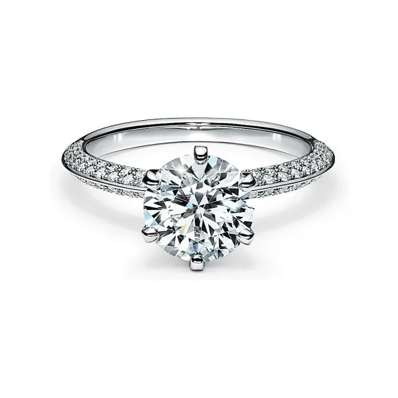 蒂芙尼/Tiffany Tiffany® Setting 铺镶钻石戒圈六爪镶嵌钻戒:经典订婚钻戒 62231998 