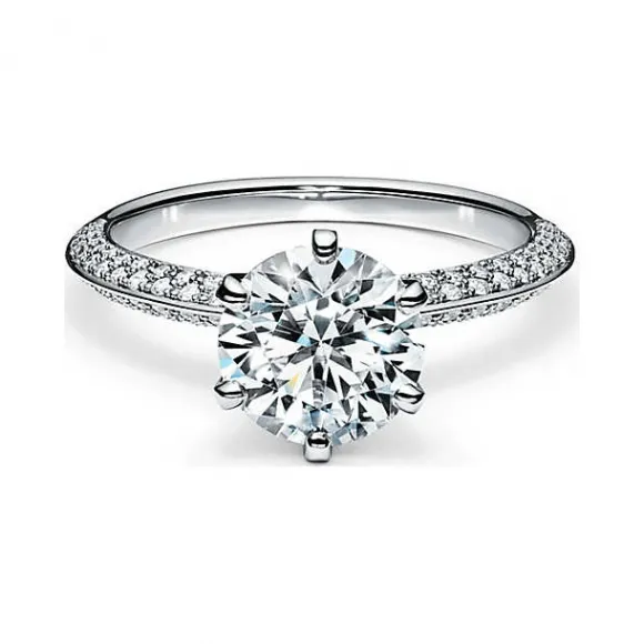 蒂芙尼/Tiffany Tiffany® Setting 铺镶钻石戒圈六爪镶嵌钻戒:经典订婚钻戒 62455098 