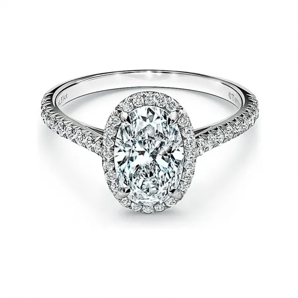蒂芙尼/Tiffany Soleste 铂金钻石环椭圆形光环订婚戒指 62753927 