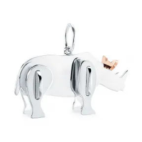 Tiffany Save the Wild 系列纯银和 18K 玫瑰金犀牛吊饰，大号 ​​​ 62867221