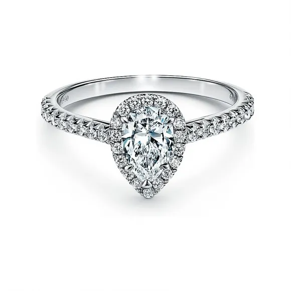 蒂芙尼/Tiffany Soleste 配钻石铂金环的梨形光环订婚戒指 63117099 