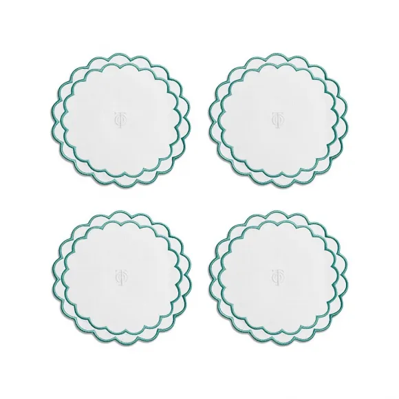 蒂芙尼/Tiffany Home Essentials 白色亚麻扇形杯垫 73695074