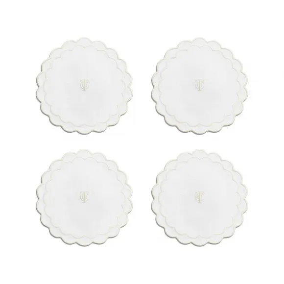 蒂芙尼/Tiffany Home Essentials 白色亚麻扇形杯垫 73695090