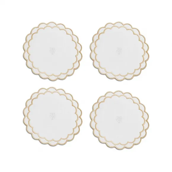 蒂芙尼/Tiffany Home Essentials 白色亚麻扇形杯垫 73695112