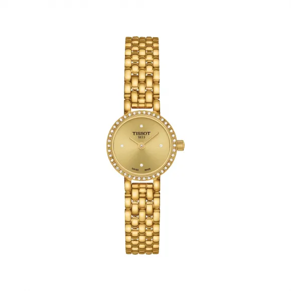 天梭/Tissot  T-Lady系列 19.5MM 316L 不锈钢表壳，镶有黄金 PVD ​​涂层钻石 石英机芯 女表 T140.009.63.026.00