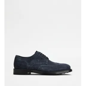 托德斯/Tod's Man 藍色 絨面小牛皮綁帶鞋 XXM62C00C10RE011U805