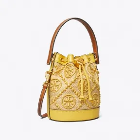 汤丽柏琦/Tory Burch T Monogram 迷你草编水桶包 137758-700