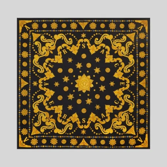 Versace  Barocco Western印花桑蚕丝方巾 IFO9001-A233148_A7008