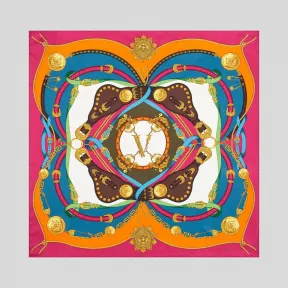 Versace  Barocco Rodeo印花桑蚕丝方巾 IFO9001-A233515_A7010