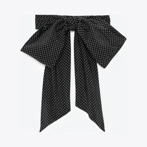 伊夫圣罗兰/Yves Saint laurent 经典 SAINT LAURENT 小波尔卡圆点象牙白及黑色真丝大花领结 320