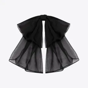 伊夫圣罗兰/Yves Saint laurent 皮革领标志黑色丝质薄纱小号领结 3217433100Y1000