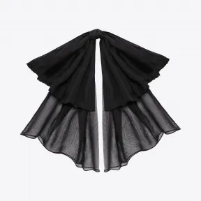 伊夫圣罗兰/Yves Saint laurent 皮革领标志黑色丝质薄纱大号领结 3217463100Y1000