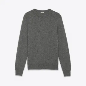 伊夫圣罗兰/Yves Saint laurent 经典SAINT LAURENT灰色羊绒圆领毛衣 353838Y1MO11500