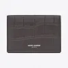 伊夫圣罗兰/Yves Saint laurent 经典黑色鳄鱼压纹真皮SAINT LAURENT PARIS名片夹 361730