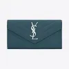 伊夫圣罗兰/Yves Saint laurent Large MONOGRAM wallet with flap in gree