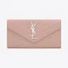 伊夫圣罗兰/Yves Saint laurent 大号monogram淡胭脂色颗粒纹理提花真皮制翻盖钱包 372264BOW02