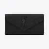 伊夫圣罗兰/Yves Saint laurent 大号monogram图案型圣罗兰翻盖钱包，采用黑色颗粒纹理小羊皮皮革 3722