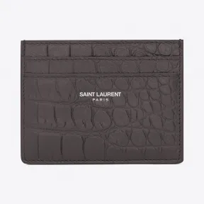 伊夫圣罗兰/Yves Saint laurent 经典SAINT LAURENT PARIS卡夹，采用深灰黑色鳄鱼压纹真皮  3