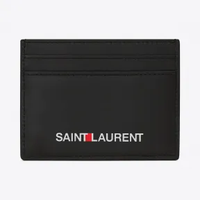 伊夫圣罗兰/Yves Saint laurent SAINT LAURENT黑色真皮印花信用卡包 375946D5J2E1070