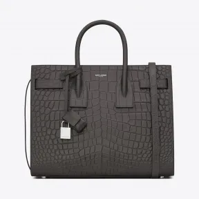 伊夫圣罗兰/Yves Saint laurent 经典小号SAC DE JOUR深灰黑色鳄鱼花纹皮革手袋 378299CS38N