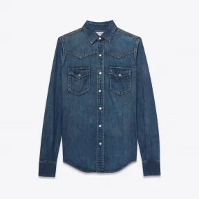 伊夫圣罗兰/Yves Saint laurent 西式衬衫，采用复古蓝色牛仔布  391674Y890L4068