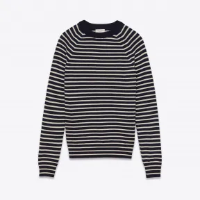 伊夫圣罗兰/Yves Saint laurent 黑色和白色条纹美利奴羊毛圆领毛衣 392556Y1RW14145