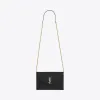 伊夫圣罗兰/Yves Saint laurent monogram长款钱包，采用黑色粒纹纹理小羊皮皮革 393953BOW011