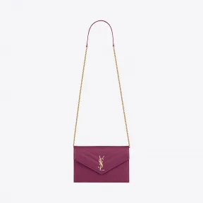 伊夫圣罗兰/Yves Saint laurent ENVELOPE 颗粒纹理压花真皮信封链条钱包 393953BOW015553