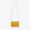 伊夫圣罗兰/Yves Saint laurent 颗粒纹理压花真皮信封链条钱包 393953BOW017113