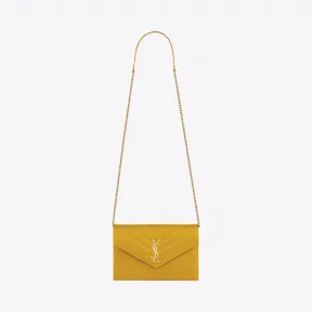 伊夫圣罗兰/Yves Saint laurent 颗粒纹理压花真皮信封链条钱包 393953BOW017113