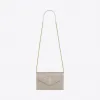 伊夫圣罗兰/Yves Saint laurent 颗粒纹理压花真皮信封链条钱包 393953BOW019207
